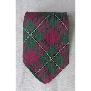 Lochcarron of Scotland Tartan Plaid Tie 100% New Wool Pink Green Quiet Luxury